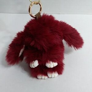 Luxe Burgundy Furry Long Eared Bunny Bag Charm *NWOT*